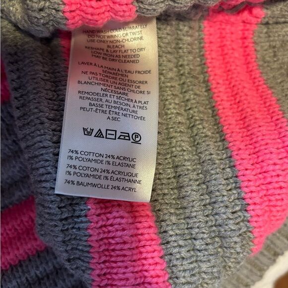 NWT free people links pullover heather grey dream pink gray stripe sweater - Picture 6 of 7
